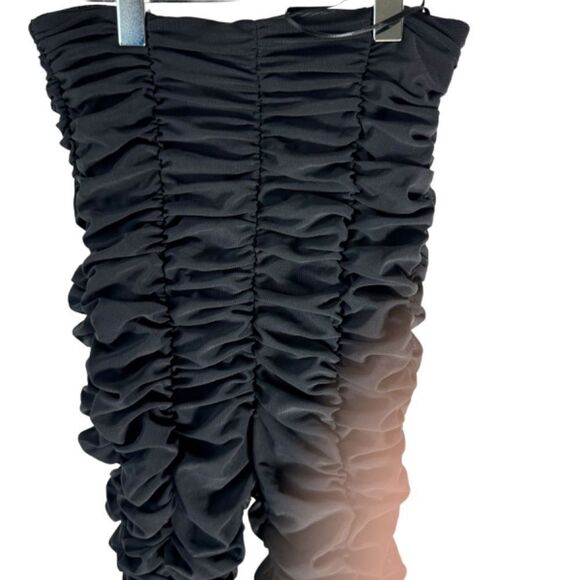By DYLN Black Total Ruched Mesh Overlay High Waist Ankle Zip Leggings Sz XS - Picture 2 of 8